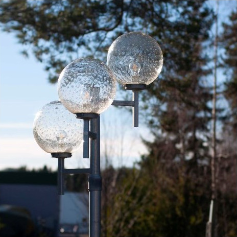 Rund glasskuppel til utebelysning